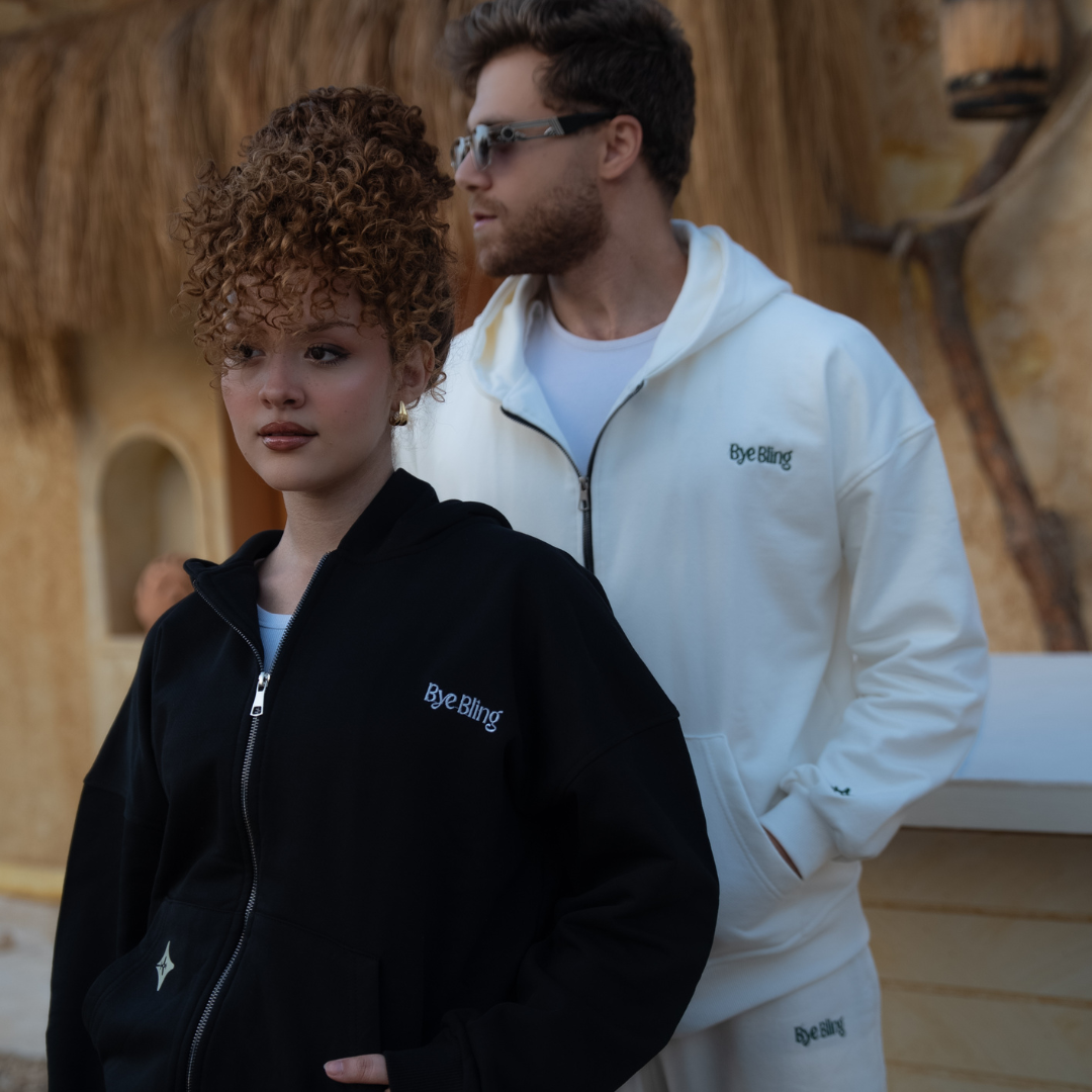 Bye Bling Black Unisex Oversized Hoodie — Melton French Terry 370 GSM