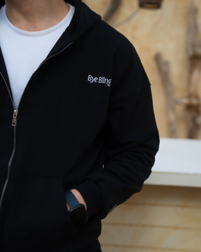 Bye Bling Black Unisex Oversized Hoodie — Melton French Terry 370 GSM