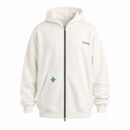 Bye Bling Off-White Unisex Oversized Hoodie — Melton French Terry 370 GSM