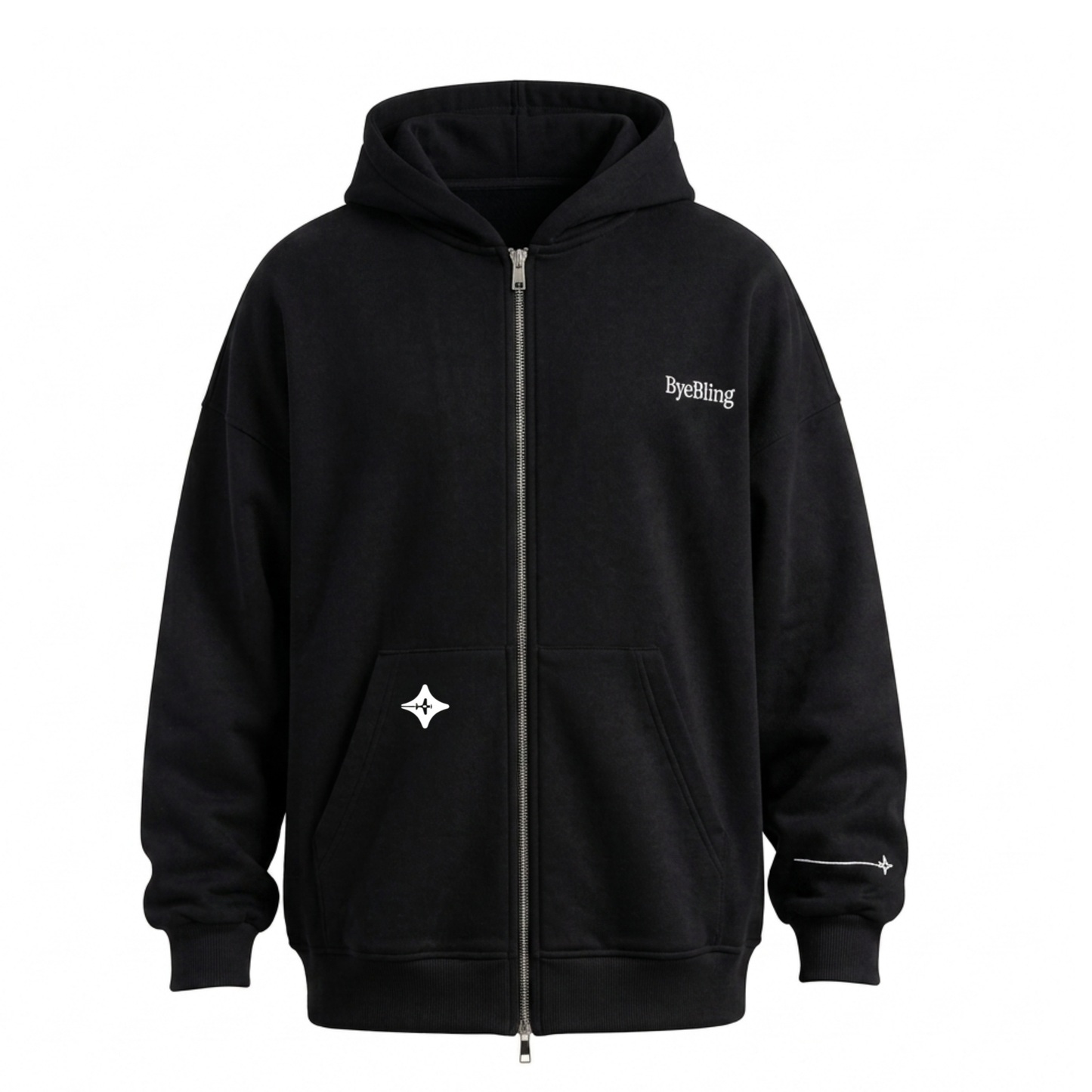 Bye Bling Black Unisex Oversized Hoodie — Melton French Terry 370 GSM