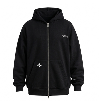 Bye Bling Black Unisex Oversized Hoodie — Melton French Terry 370 GSM
