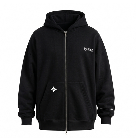 Bye Bling Black Unisex Oversized Hoodie — Melton French Terry 370 GSM